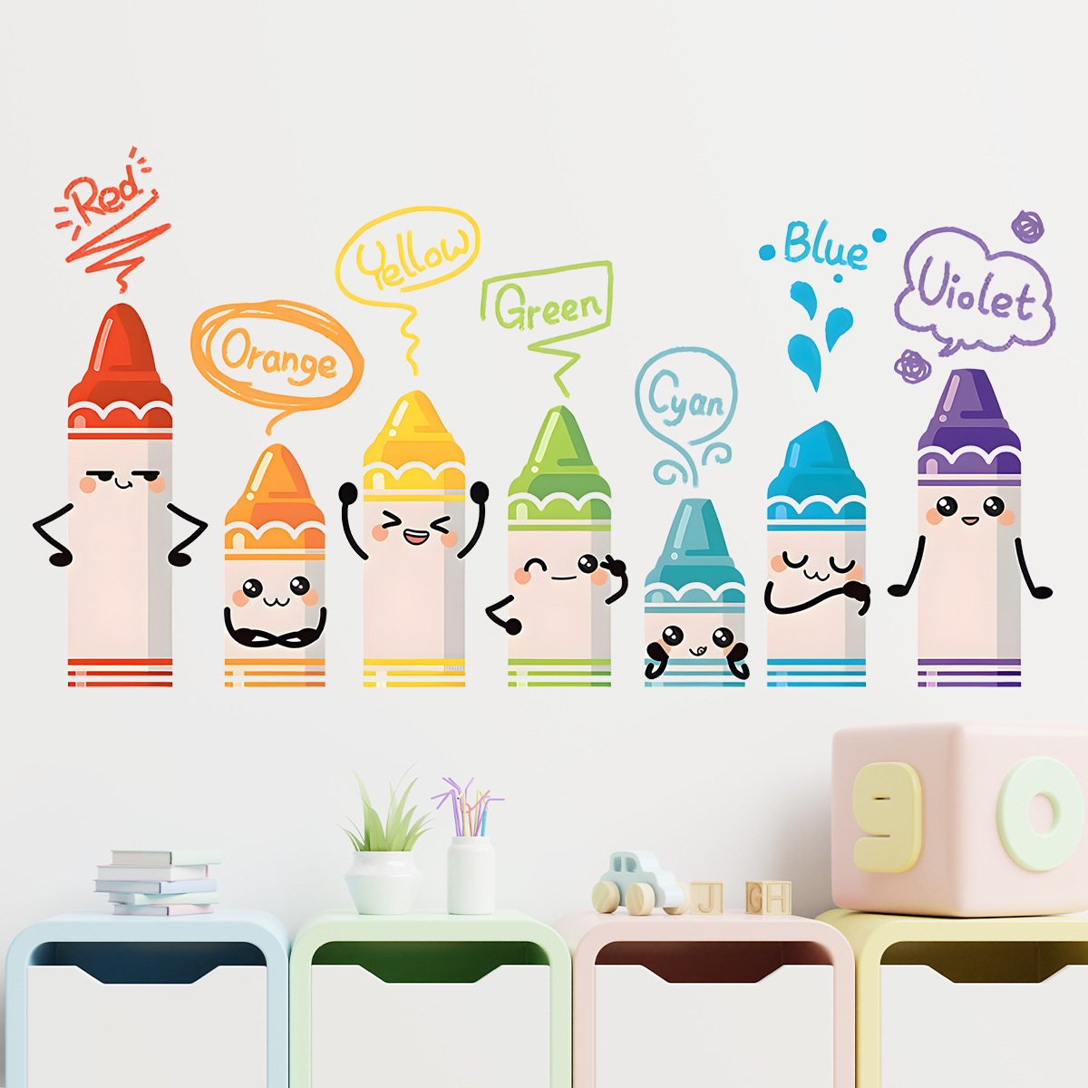 子供部屋用のクレヨンパターンのウォールステッカー,かわいいカ - Baby Nursery Package のレビューと価格