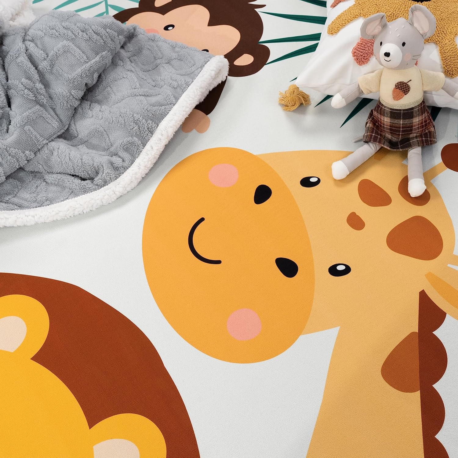 柔らかい丸いジャングルアニマル柄キッズプレイマット、保育園用 - Baby Nursery Jungle Theme のレビューと価格