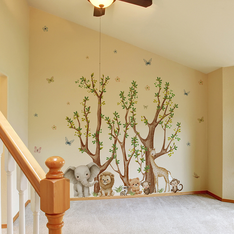 ジャングルサファリ動物公園ウォールステッカービニールフォレス - Baby Nursery Jungle Wallpaper のレビューと価格