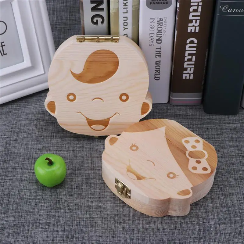 1pc-乳歯ボックススペイン木製子供乳歯オーガナイザー収納男 - Baby Keepsake Box のレビューと価格