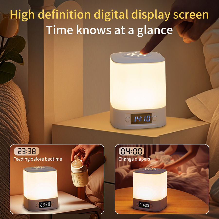 LED テーブルランプ USB 充電式 時間表示付き時計 タ - Baby Nursery Night Light のレビューと価格