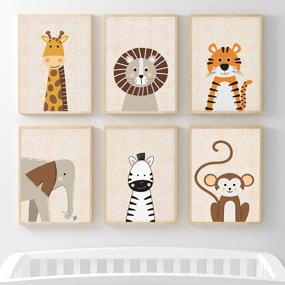 ライオン、キリン、ゾウ、シマウマ、サル、保育園の壁飾り、キャ - Baby Zebra Nursery のレビューと価格