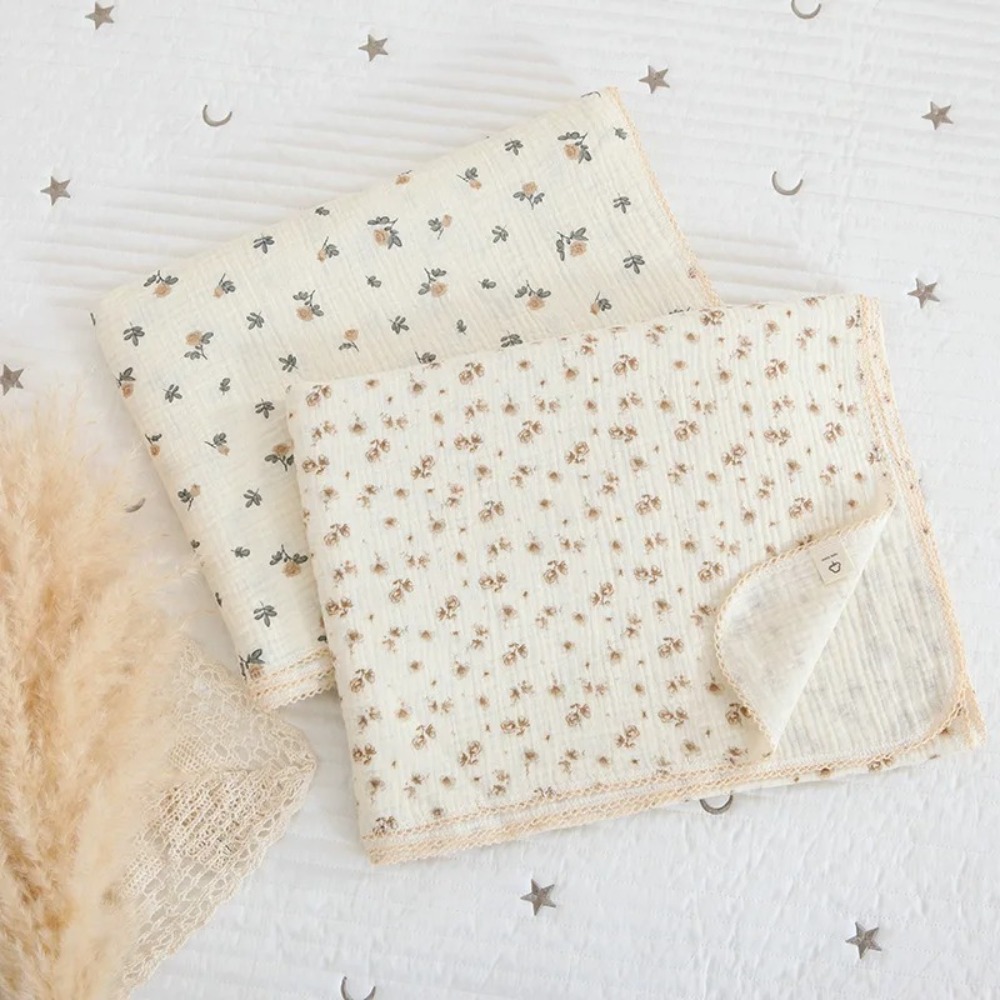 ソフト花柄モスリンベビーブランケット綿 2 層ベビーおくるみ - Swaddle Blanket Muslin のレビューと価格