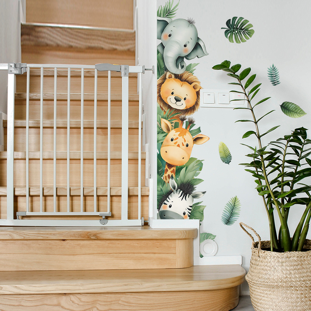ジャングル動物象キリン壁ドアステッカー自己粘着子供部屋ベビー - Baby Nursery Jungle Wallpaper のレビューと価格