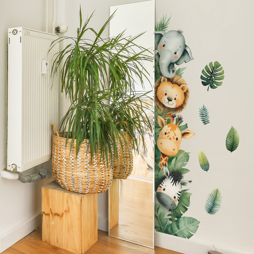 ジャングル動物象キリン壁ドアステッカー自己粘着子供部屋ベビー - Baby Nursery Jungle Wallpaper のレビューと価格