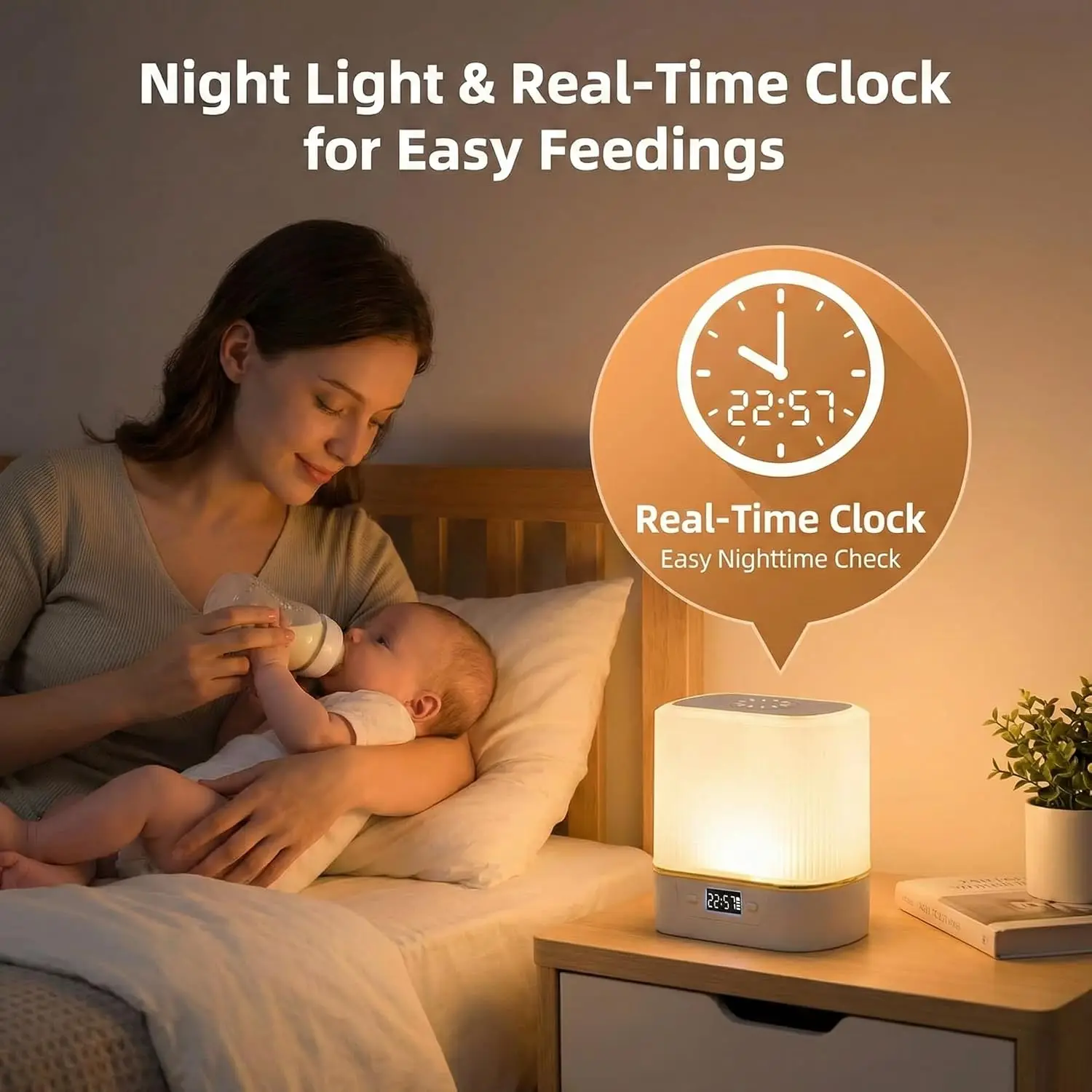 LEDナイトライトベッドサイドランプ、タッチリモコン付きポー - Baby Nursery Night Light のレビューと価格