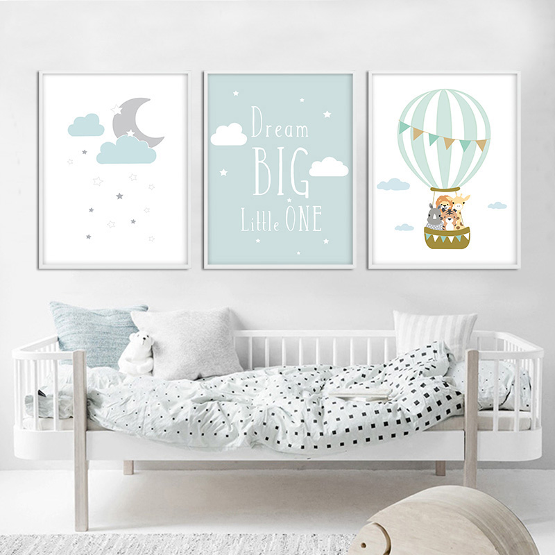 バルーンムーン保育園ポスター壁アートキャンバスプリントドリー - Baby Nursery Quotes のレビューと価格