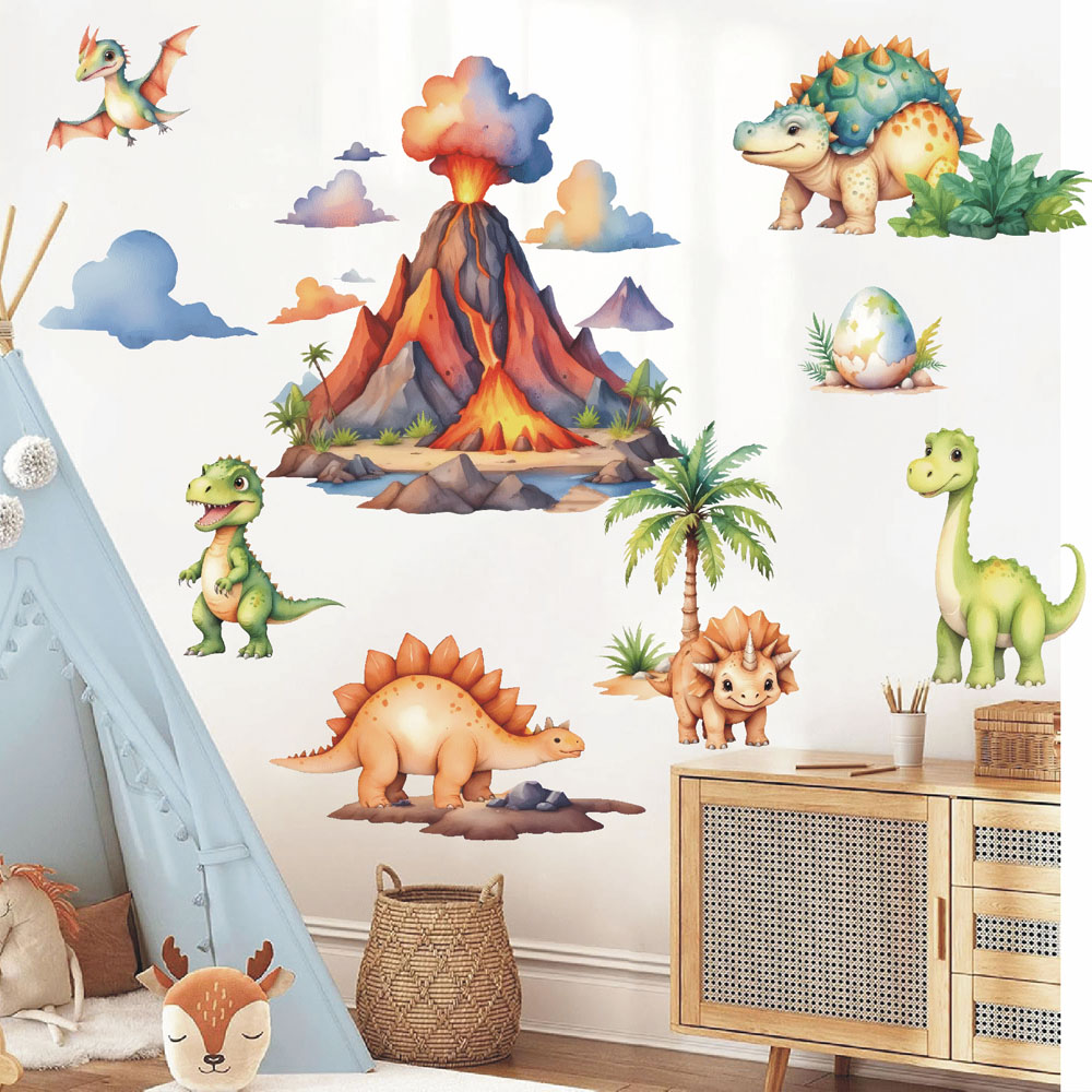 漫画ジャングル恐竜ウォールステッカー T-レックスジュラシッ - Baby Nursery Jungle Theme のレビューと価格