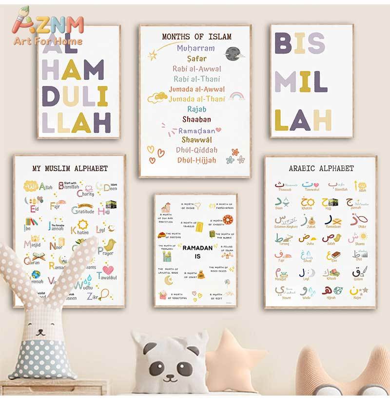 イスラム教　ムスリム預言者　アラビア語アルファベット　アッラ - Baby Nursery Prints のレビューと価格