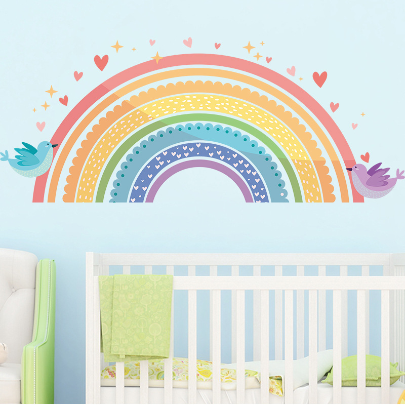 カラフルな虹鳥愛ウォールステッカー子供部屋用キッズベビー保育 - Baby Nursery Package のレビューと価格