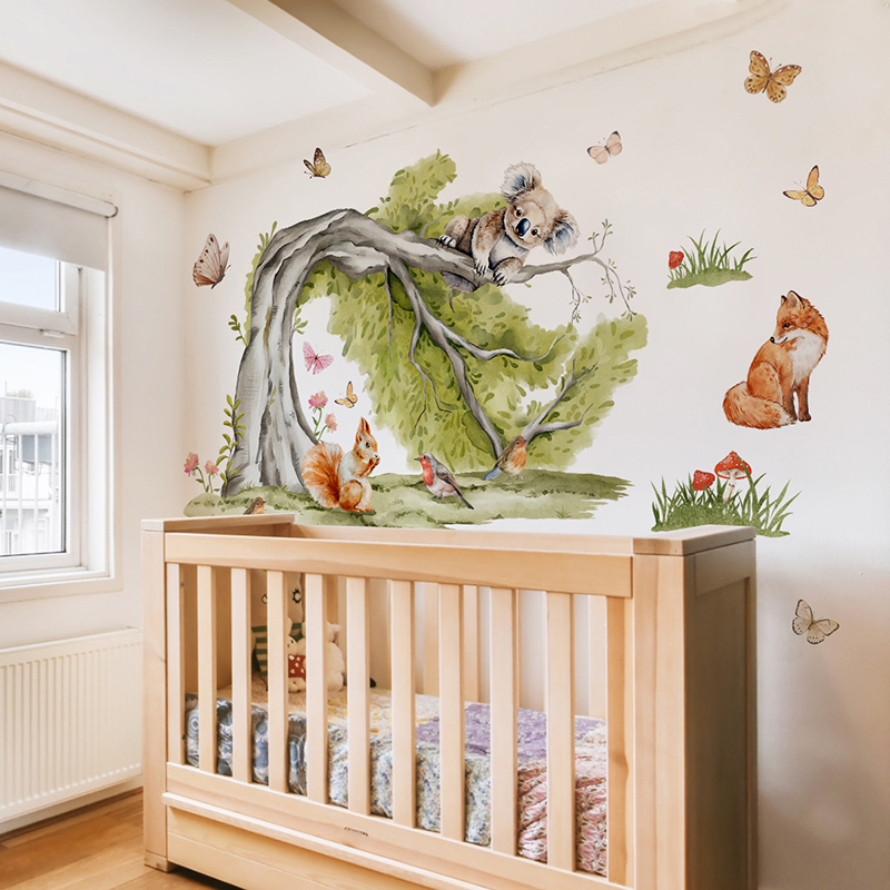 ジャングル 大きな木 動物 ウォールステッカー ビニール 水 - Baby Nursery Jungle Wallpaper のレビューと価格