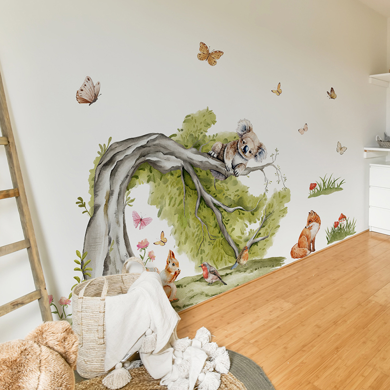 ジャングル 大きな木 動物 ウォールステッカー ビニール 水 - Baby Nursery Jungle Wallpaper のレビューと価格
