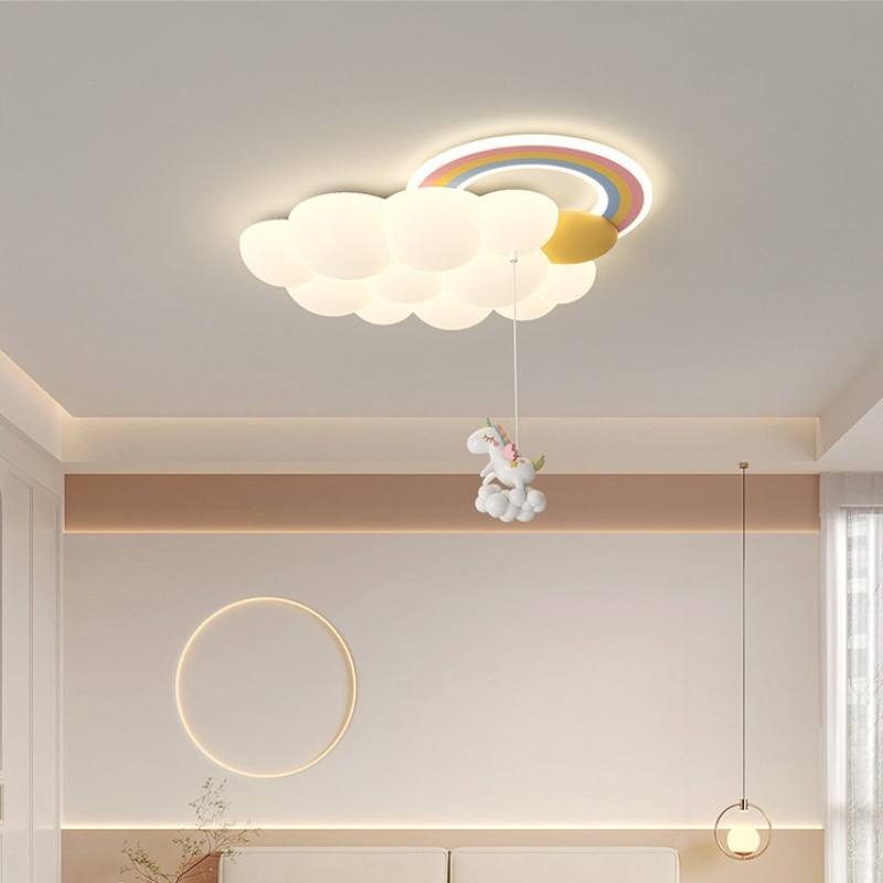 北欧モダン漫画レインボー子供部屋天井照明クリーミースタイル目 - Baby Nursery Ceiling Light のレビューと価格