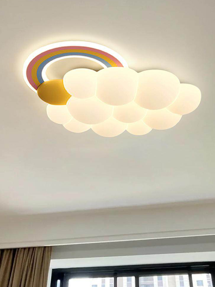 北欧モダン漫画レインボー子供部屋天井照明クリーミースタイル目 - Baby Nursery Ceiling Light のレビューと価格