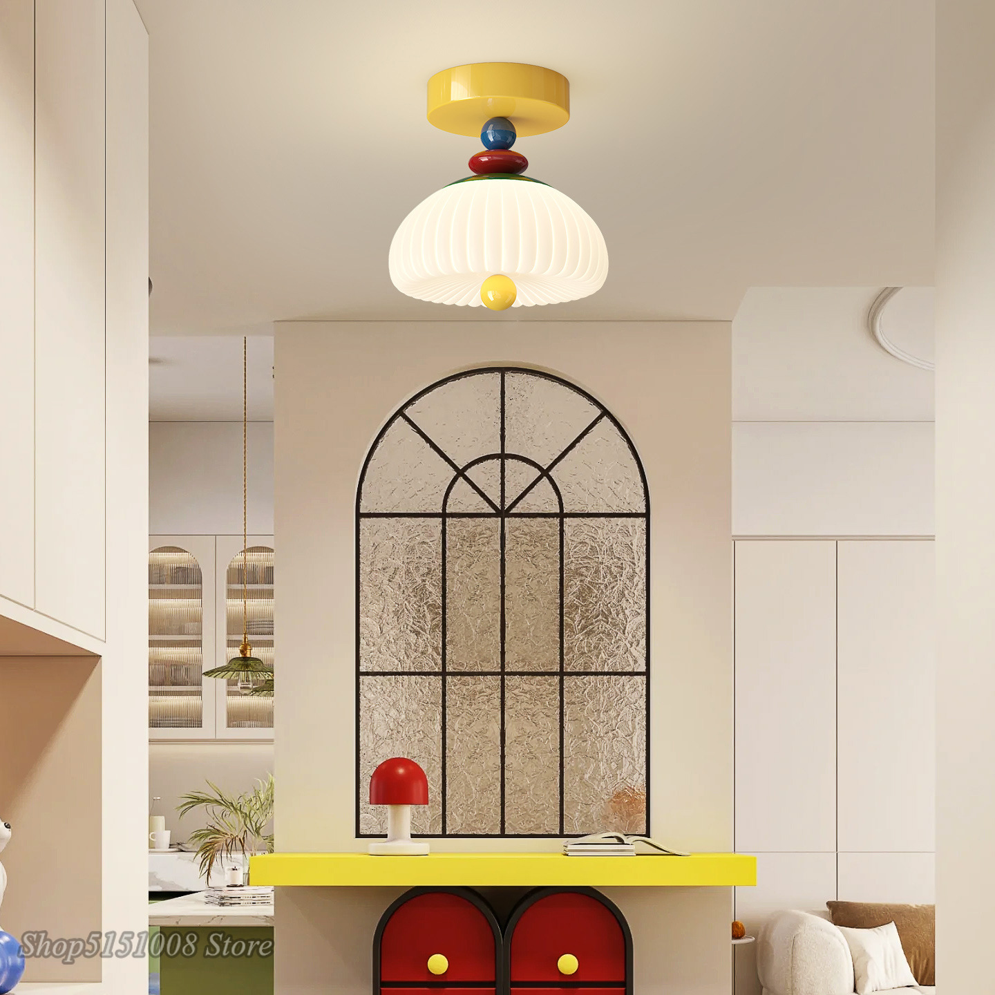 女の子男の子子供部屋 LED シーリングライト寝室の装飾ラン - Baby Nursery Yellow Walls のレビューと価格