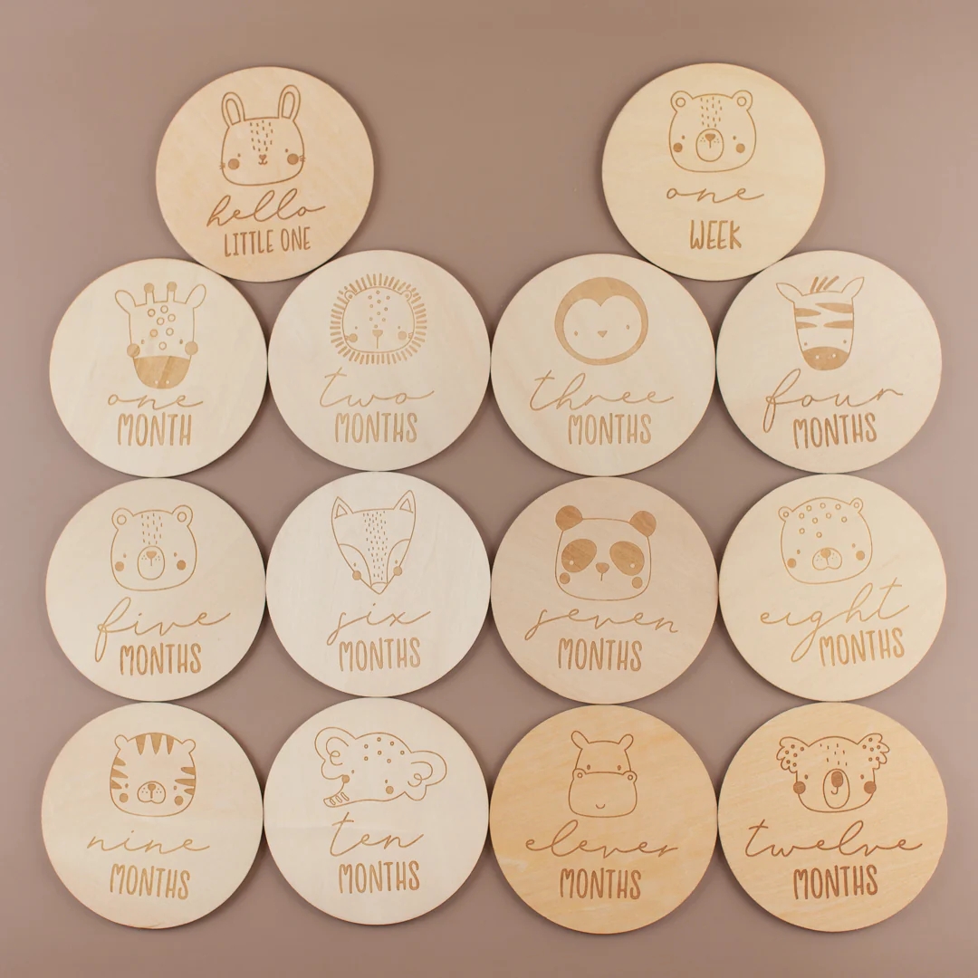 赤ちゃんの写真撮影用小道具 - ベビーギフトセット、12個入 - Milestone Card Set のレビューと価格