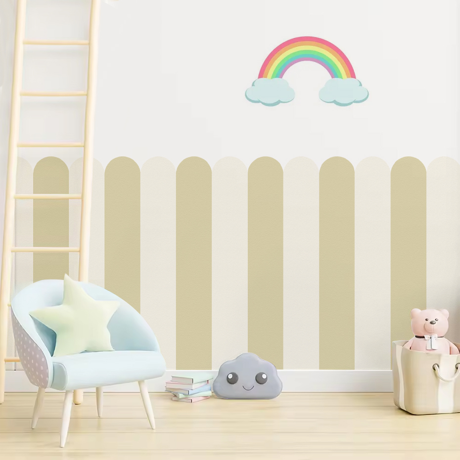 マルチカラー縦ストライプアーク壁紙保育園子供壁アートキッズル - Baby Nursery Vinyl のレビューと価格