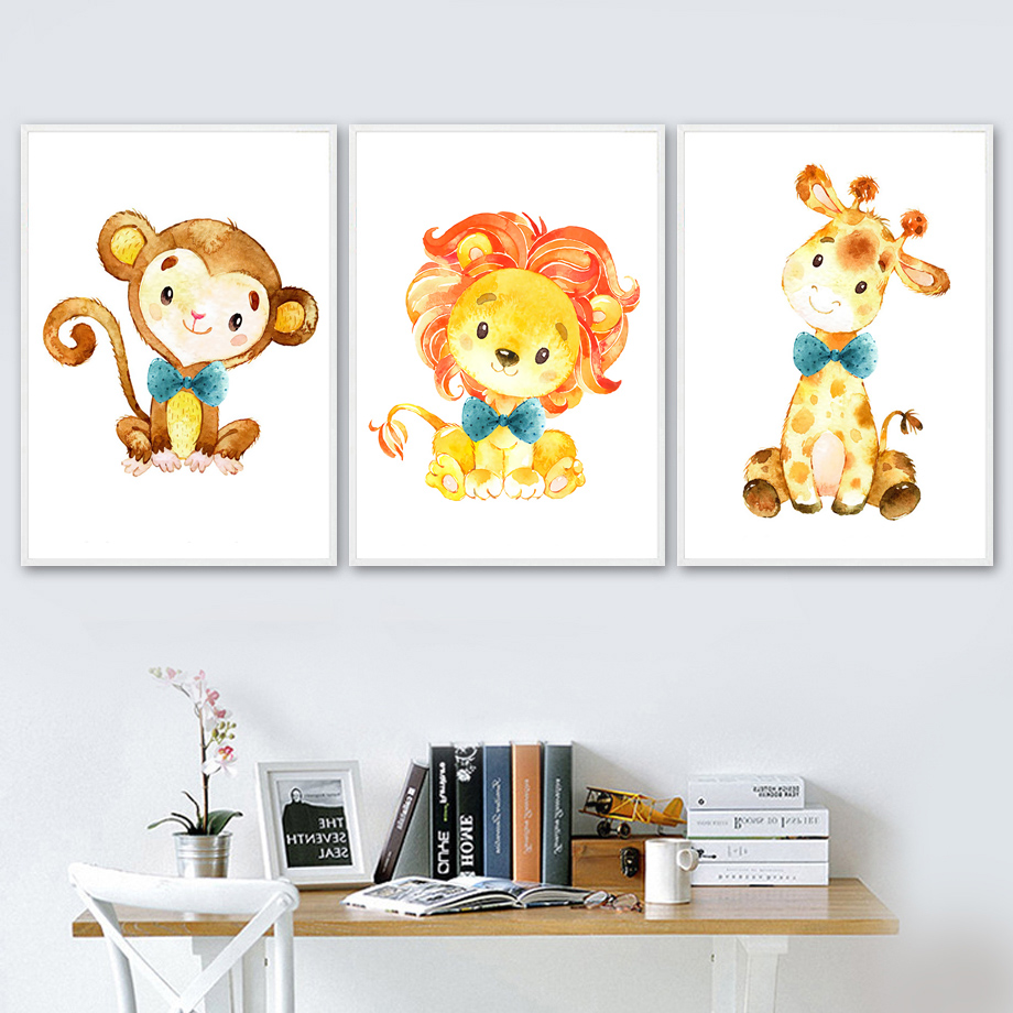 壁アートキャンバス絵画漫画ライオン象キリンゼブラ北欧ポスター - Baby Zebra Nursery のレビューと価格