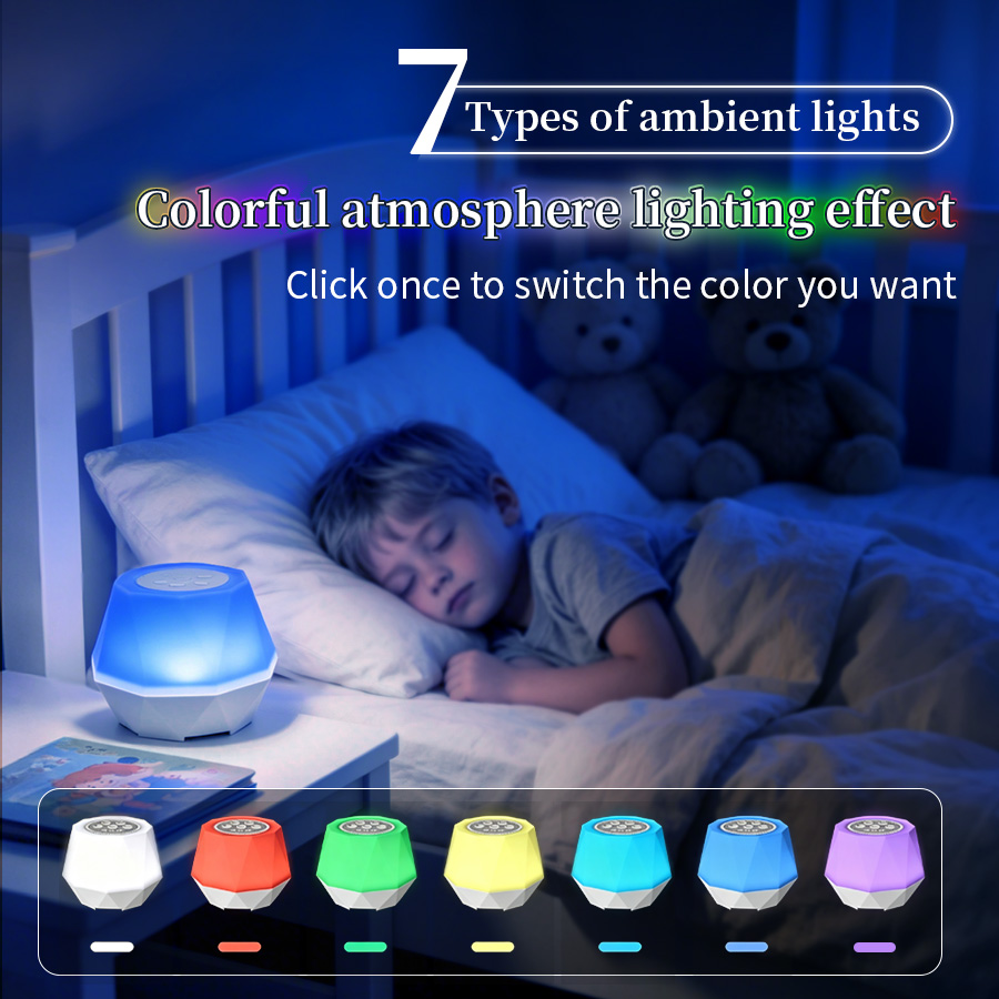 ホワイトノイズ機能付きナイトライト 7色 ベビー睡眠補助器  - Baby Nursery Night Light のレビューと価格