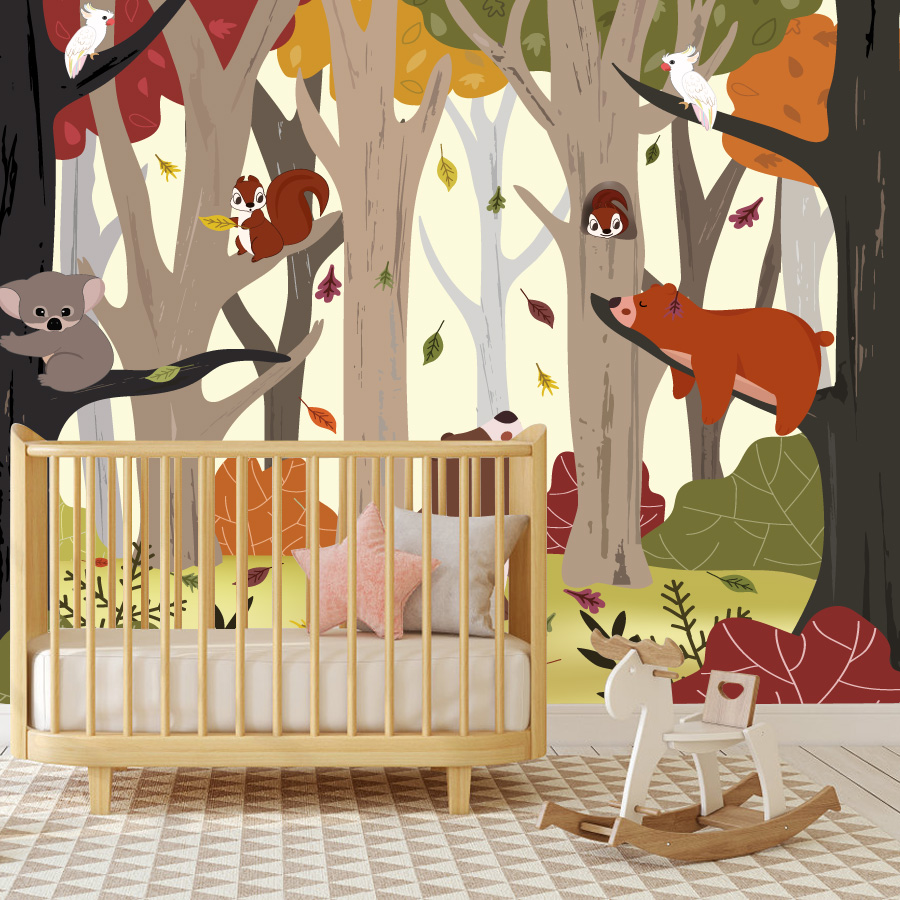 25+枚のカスタムピールアンドスティック壁紙、リビングルーム - Baby Nursery Jungle Wallpaper のレビューと価格