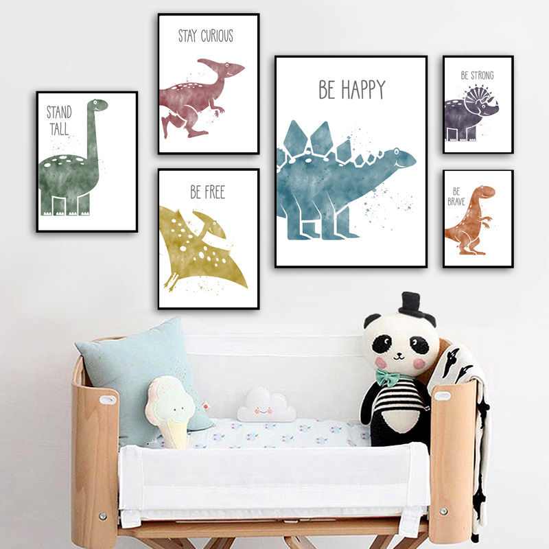 かわいい恐竜漫画動物引用保育園北欧ポスターとプリント壁アート - Baby Nursery Quotes のレビューと価格